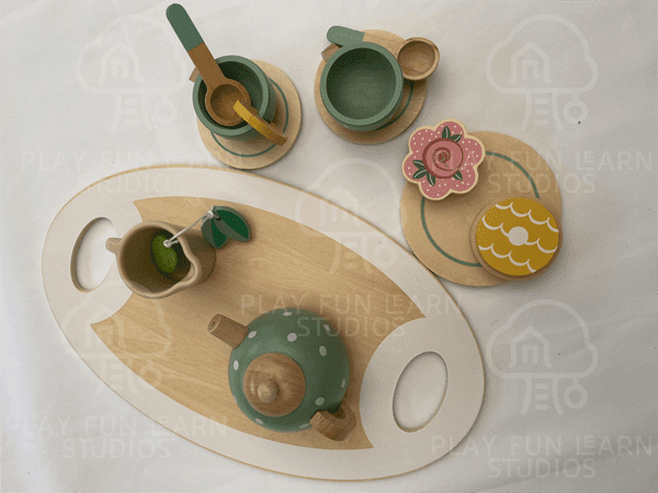 Juego de té de madera para niños pequeños ☕️