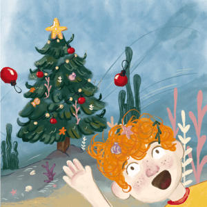 Detalle ilustraciones Navidad bajo el mar libro infantil